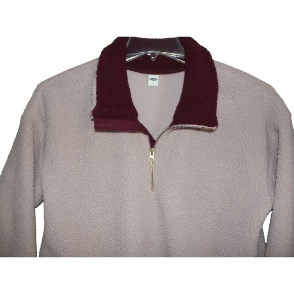 Old Navy 1/2-Zip Pullover Womens Large Sherpa Mauve Plum Pink jacket shirt - Picture 3 of 9